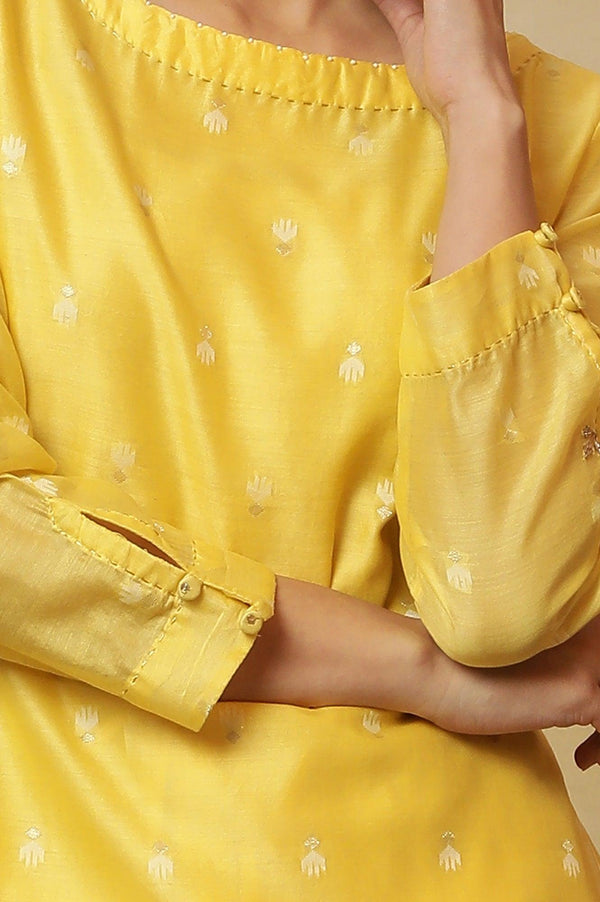 Yellow Jamdani Straight Kurta