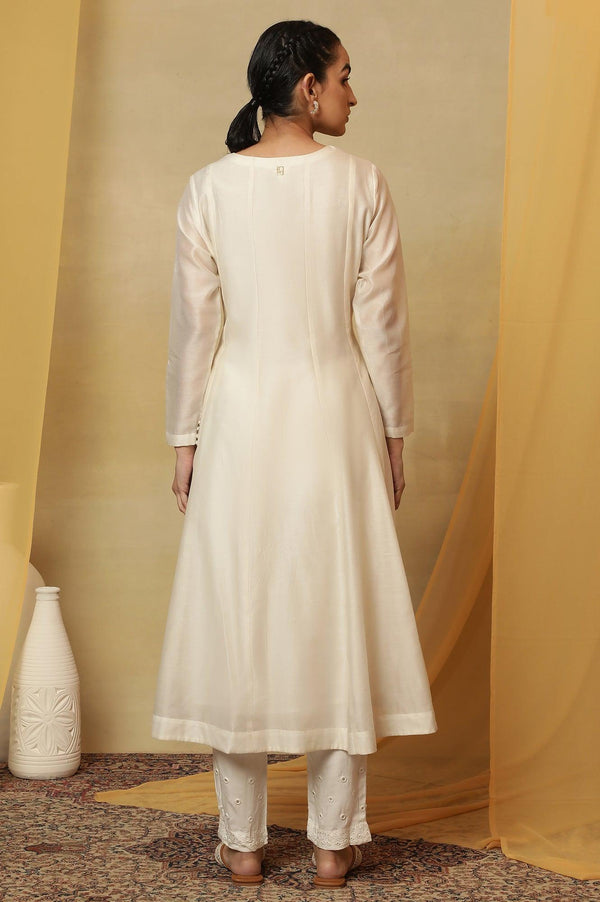Off White Dori Embroidered Panelled Kurta