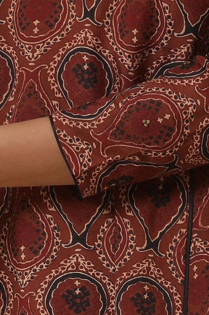 Rusty Brown Ajrakh Flared Kurta