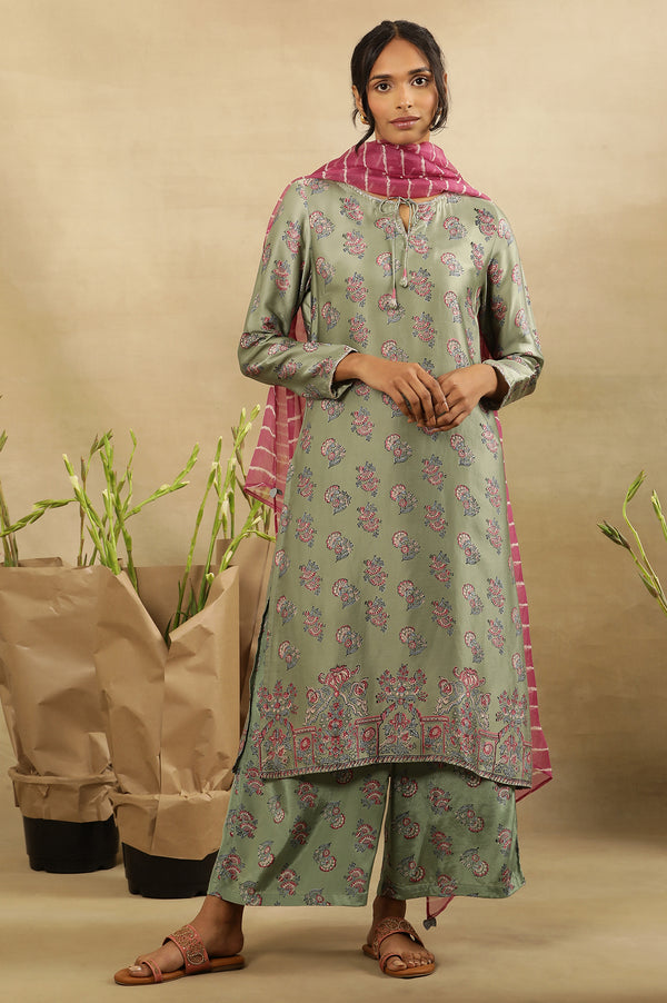 Light Green Block Printed Parallel Pants