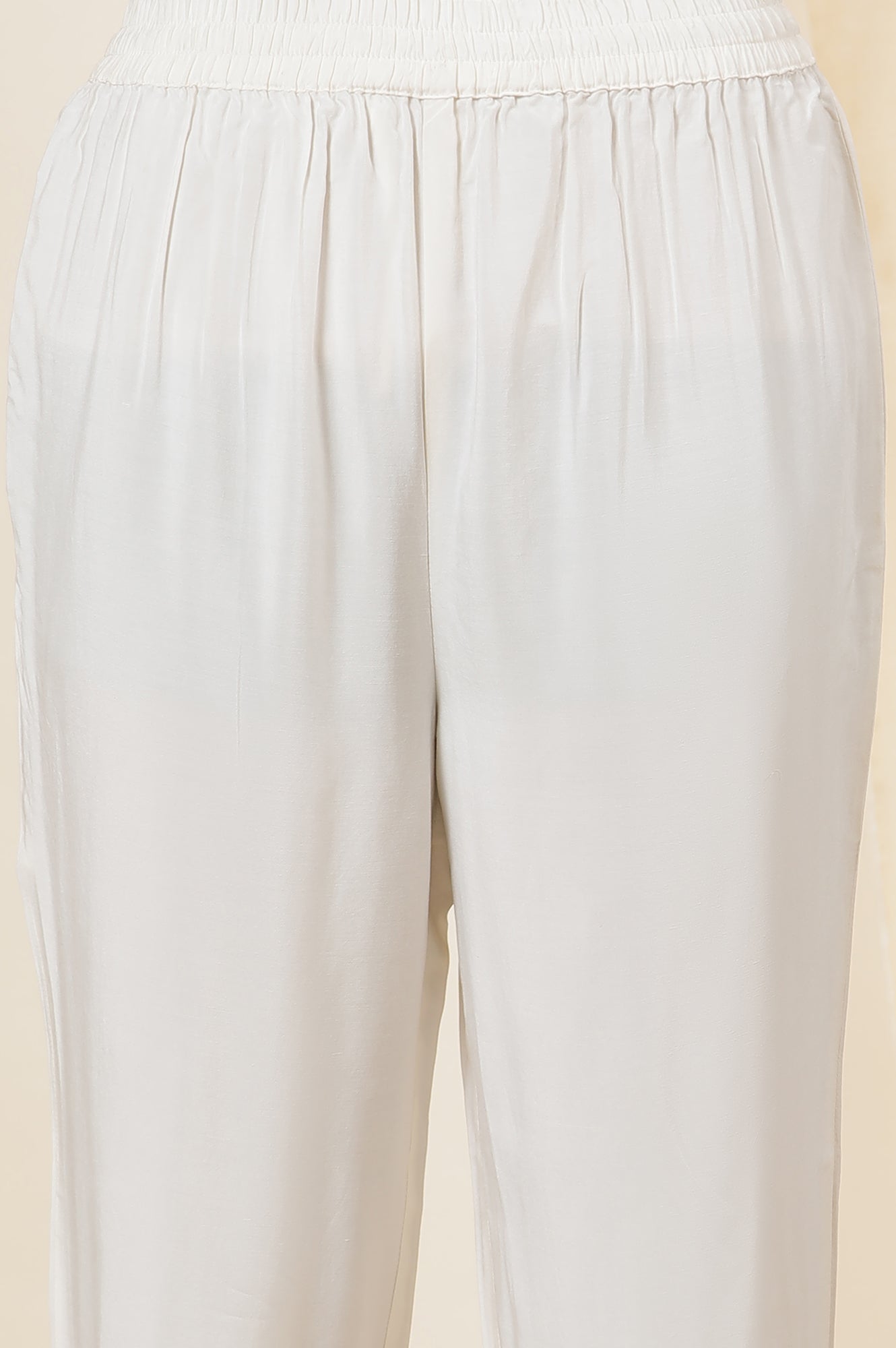 Light Green Block Printed A-Line Cotton Silk Kurta And Straight Pants Set