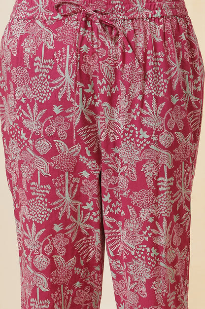 Pink Handblock Printed Cotton Kurta And Pants Co-Ord Set