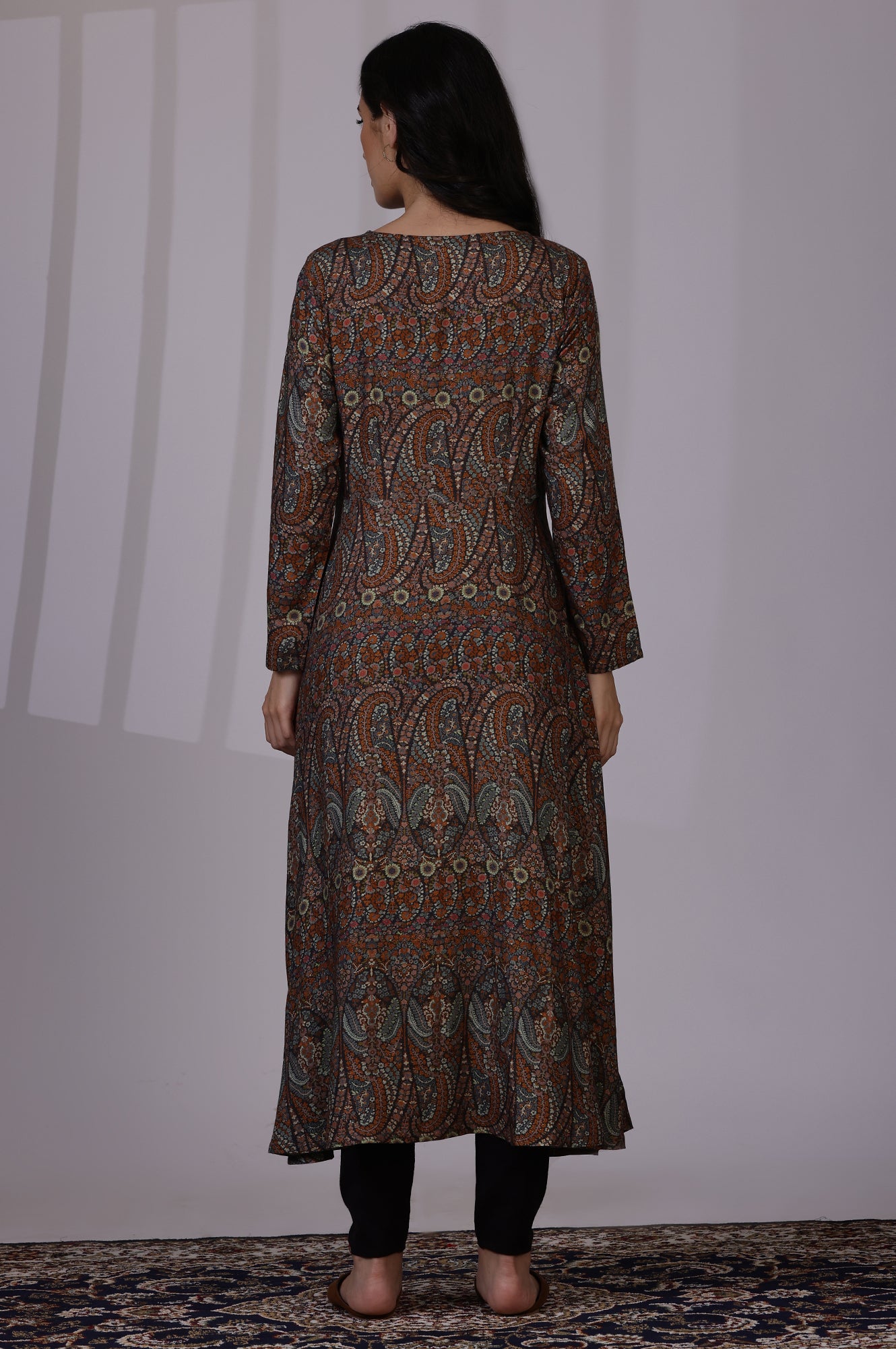 Multicolour Printed Beads Flarred Dresses