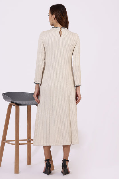 White Yarn Dyed Rayon Flarred Dresses