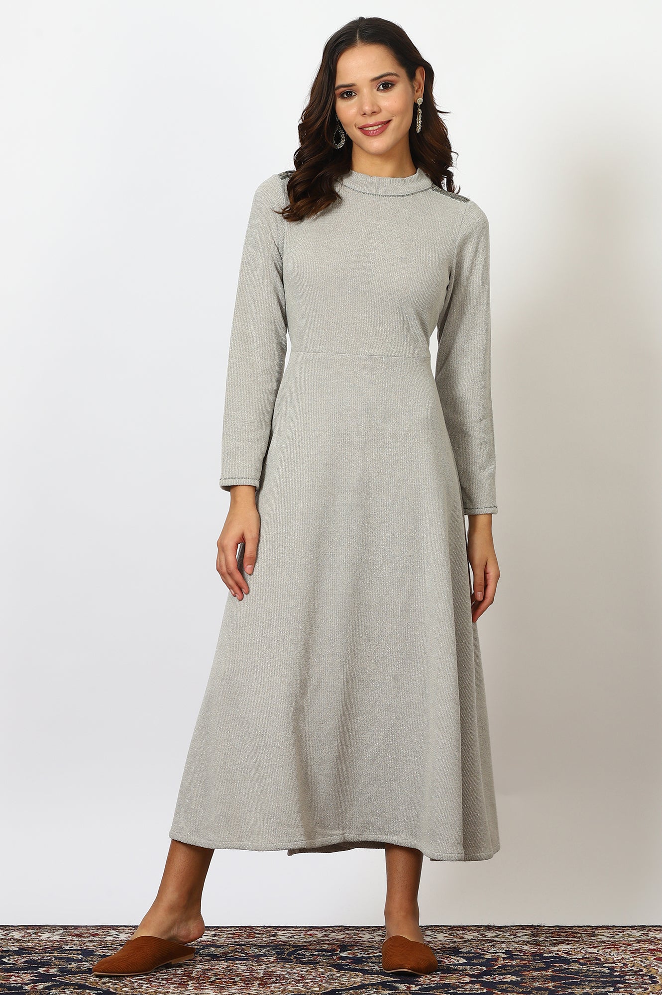 solid grey dress Buy Wardrobe Grey Solid A-Line Dress from Westside