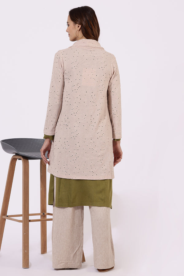 Pink Thread Embroidered Chenille Schifflie Straight Shrug