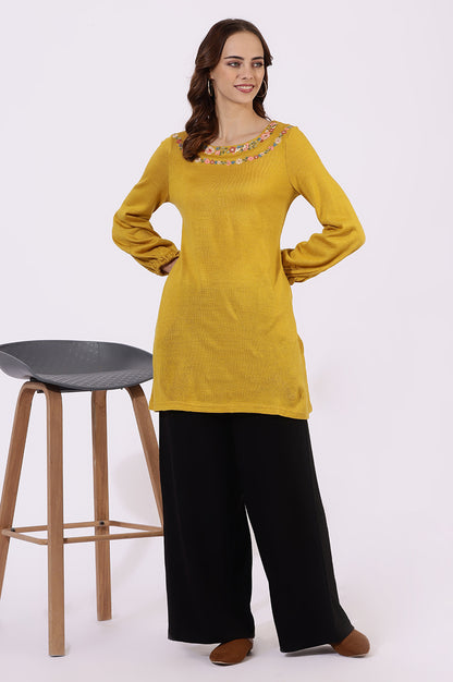 Black Solid Cashmere Ankle Length Wide Leg Parallel Pants