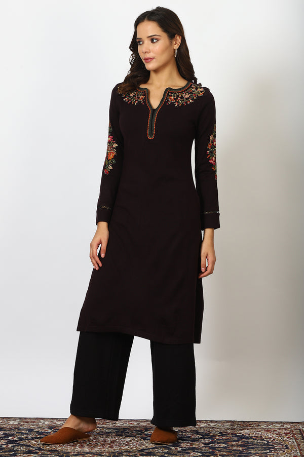 Black Textured Ankle Length Wide Leg Parallel Pants