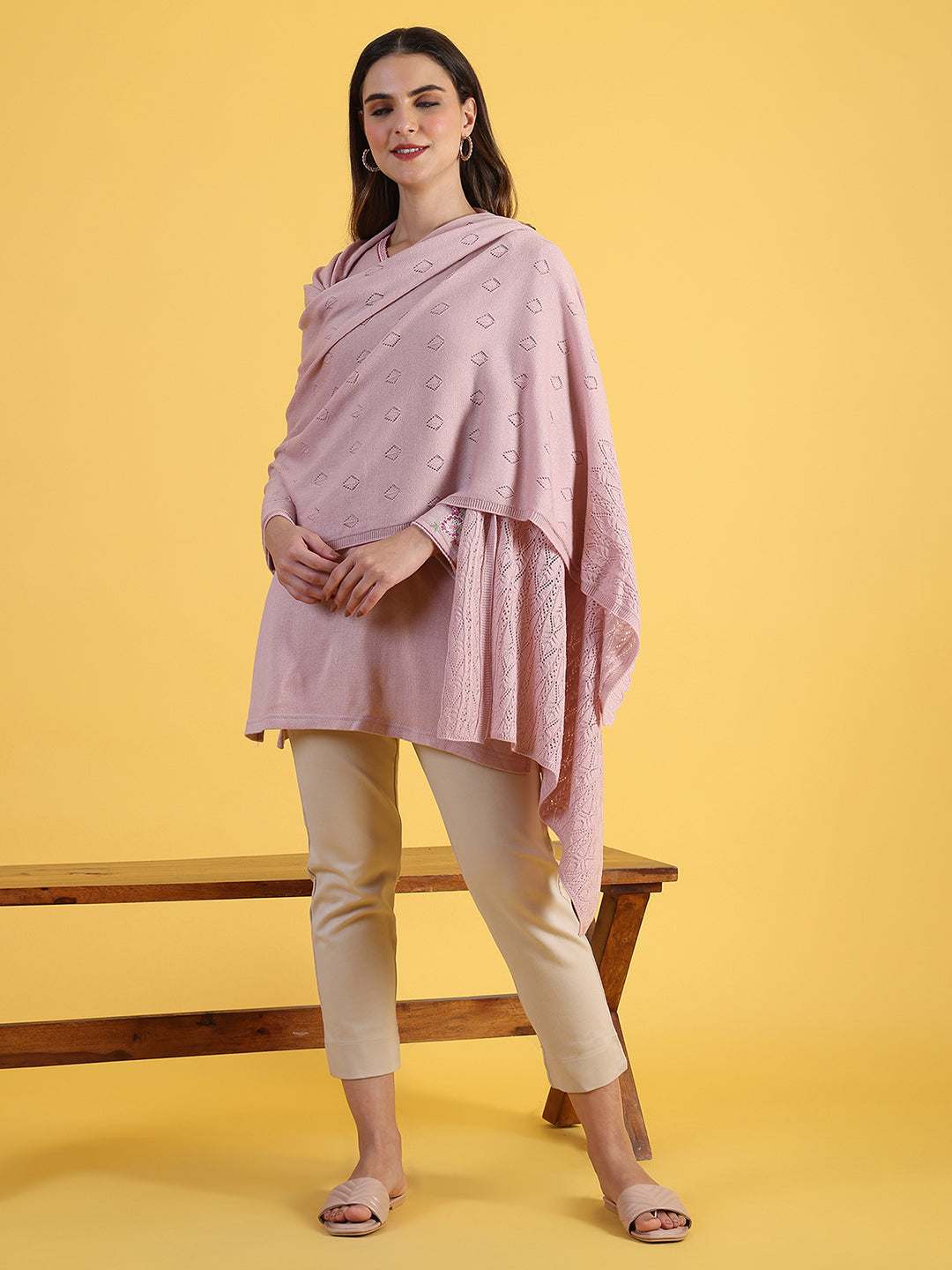 Pink Pointel Knit Winter Shawls