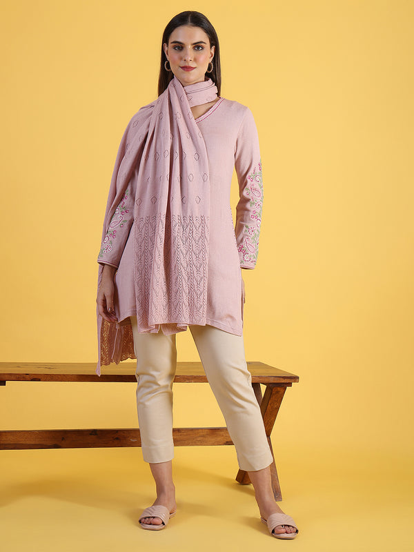 Pink Pointel Knit Winter Shawls