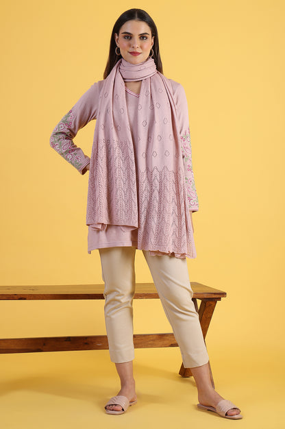 Pink Yarn Dyed Acrylic Shawls &amp; Stole