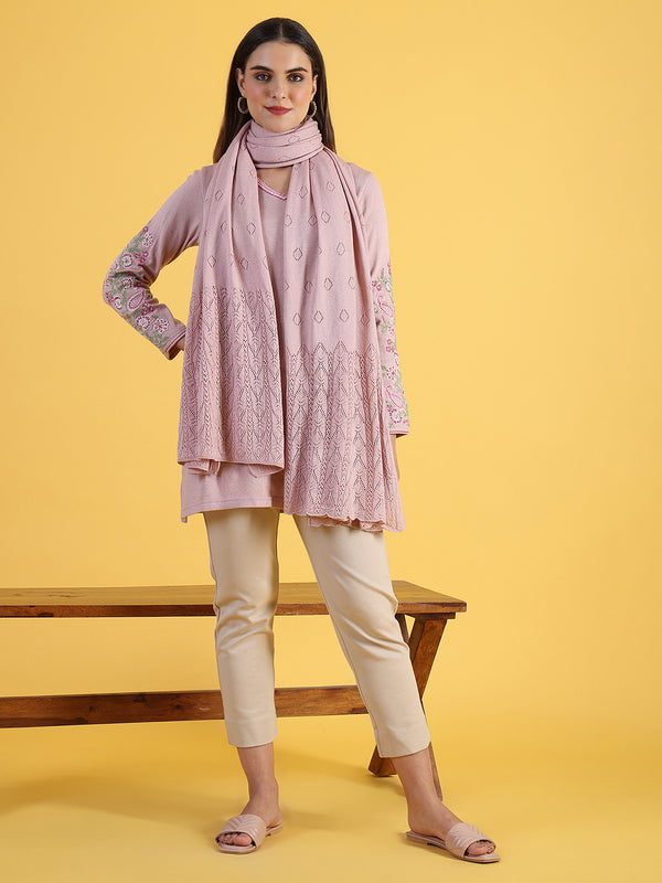 Pink Pointel Knit Winter Shawls