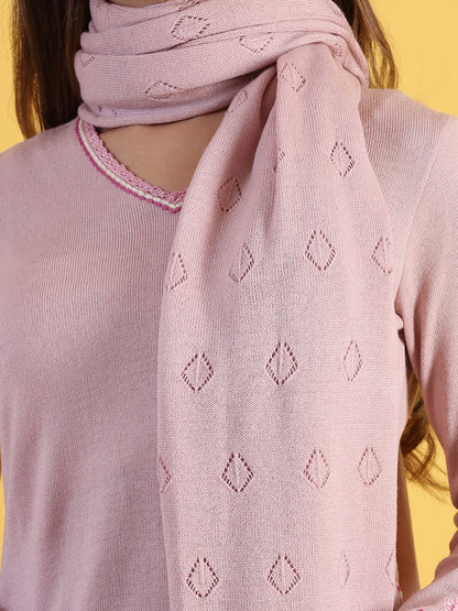 Pink Pointel Knit Winter Shawls