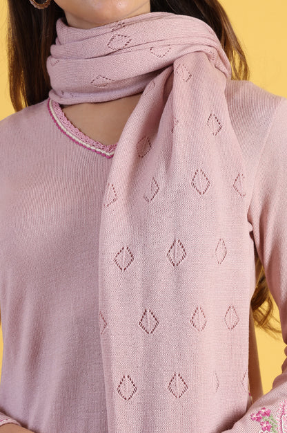 Pink Yarn Dyed Acrylic Shawls &amp; Stole