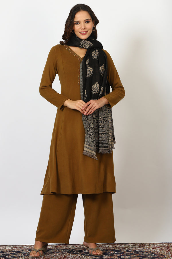 Black Jacquard Winter Shawls