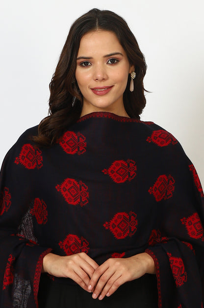Navy Blue Jacquard Winter Shawls