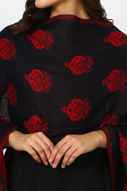Navy Blue Jacquard Winter Shawls