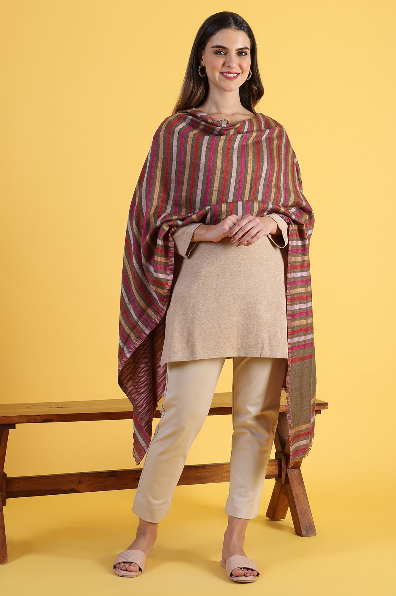 Multicolour Yarn Dyed Acrylic Shawls &amp; Stole