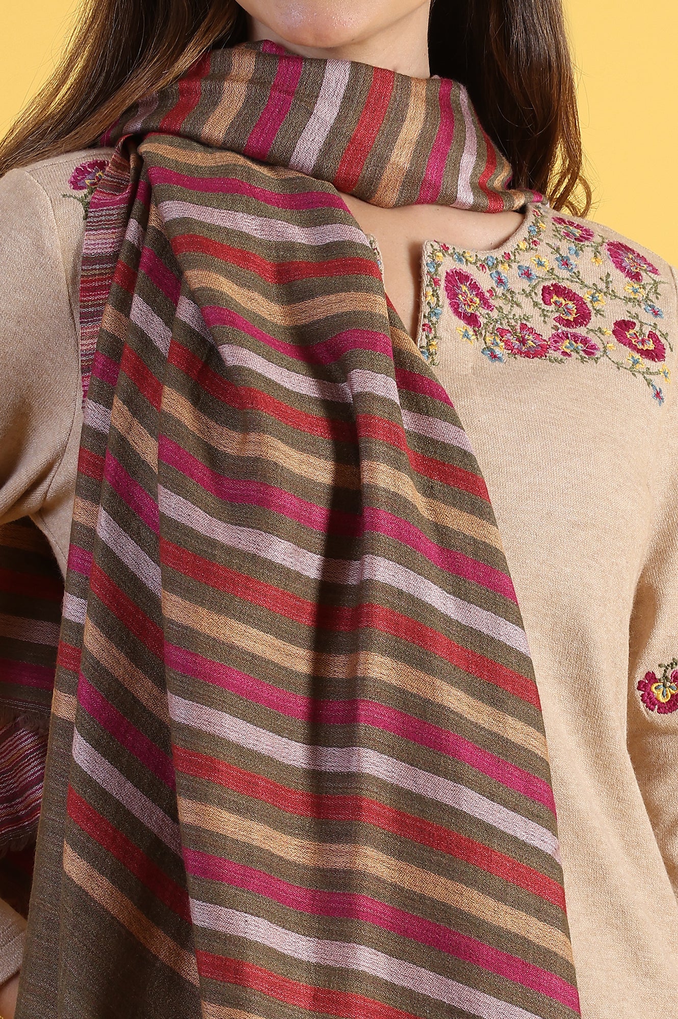 Multicolour Yarn Dyed Acrylic Shawls &amp; Stole