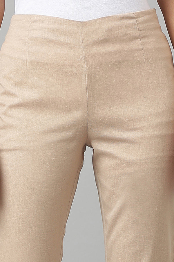 Beige And Dark Pink Slim Pants Combo