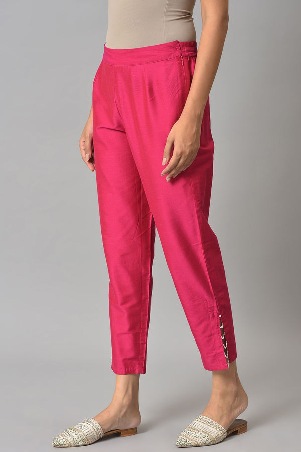 Beige And Dark Pink Slim Pants Combo