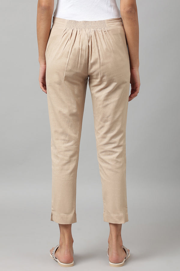 Beige And Dark Pink Slim Pants Combo