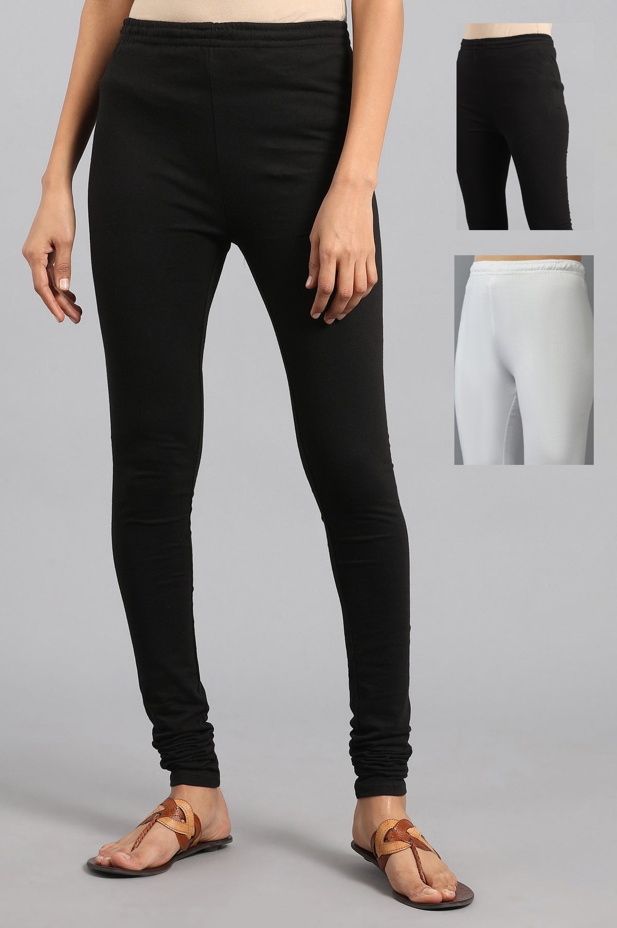 Combo Pack Of Black And White Solid Churidar - WG