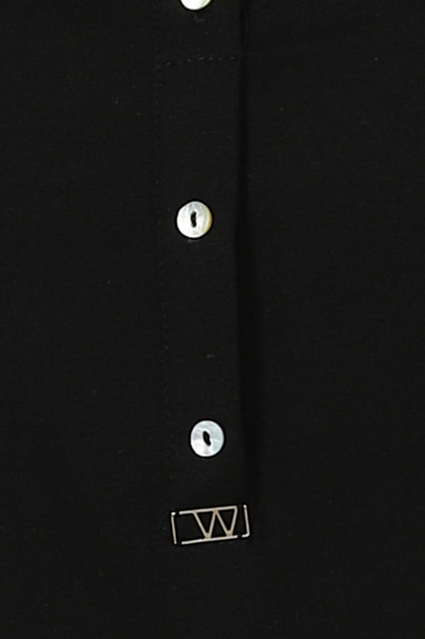 Black Mandarin Collar Cotton Blend Straight Kurta