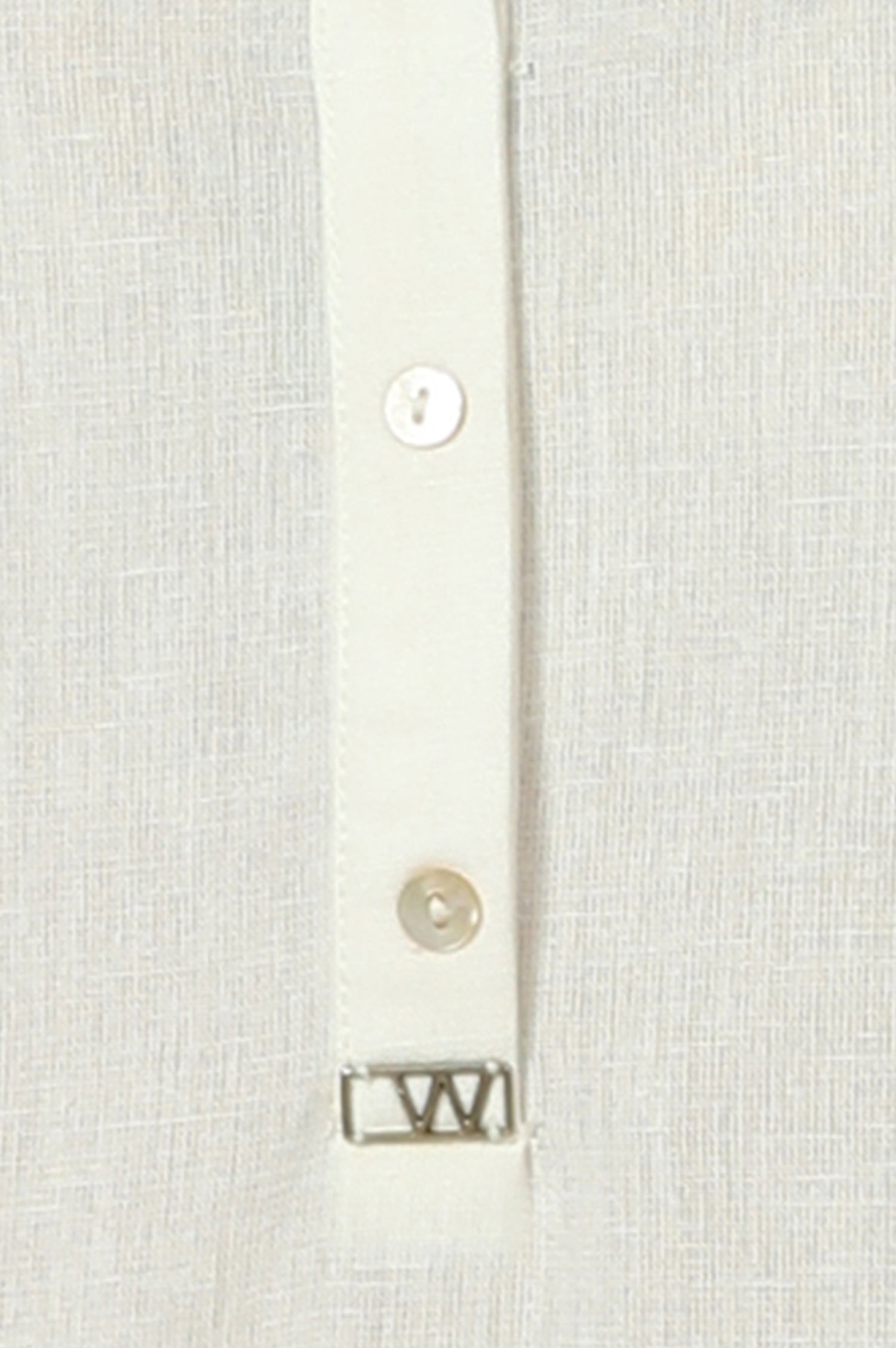 White Mandarin Collar Cotton Blend Straight Kurta With W Branding