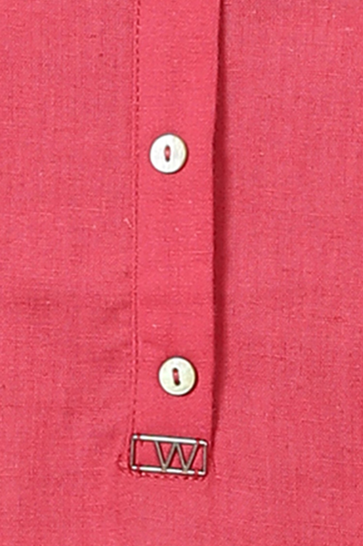 Pink Mandarin Collar Cotton Blend Straight Kurta With W  Branding