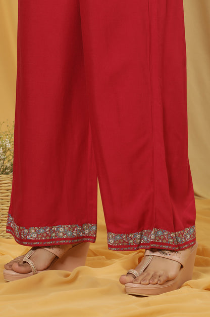 Blue Floral Printed Festive Kurta And Pink Parallel Pants