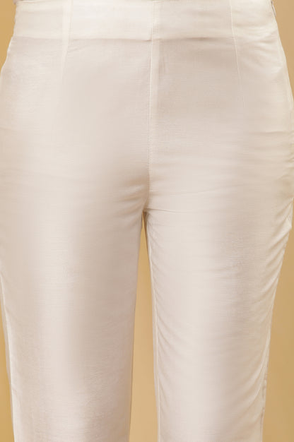 White Printed Straight Kurta And Pants Set