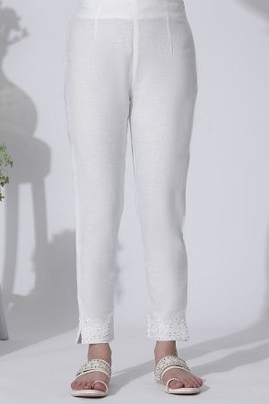 Light Pink Embroidered Cotton Lurex Kurta, Pants With Dupatta Set