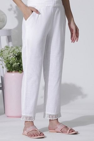 White &amp; Pink Ombre Floral Printed Cotton Kurta, Straight Pants And Kota Dupatta