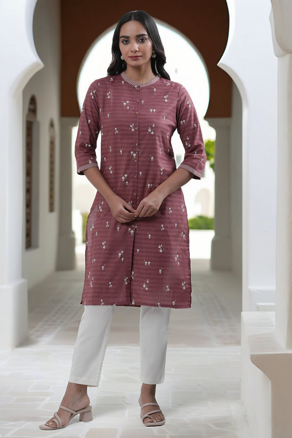 Maroon Printed Kurta And Pants Set