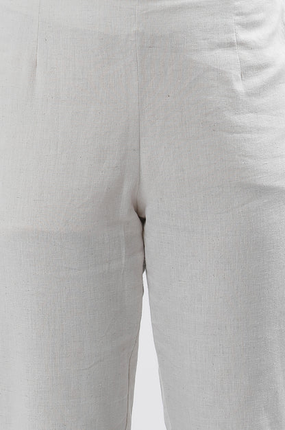 Pale Yellow Printed Dress And Pants Set