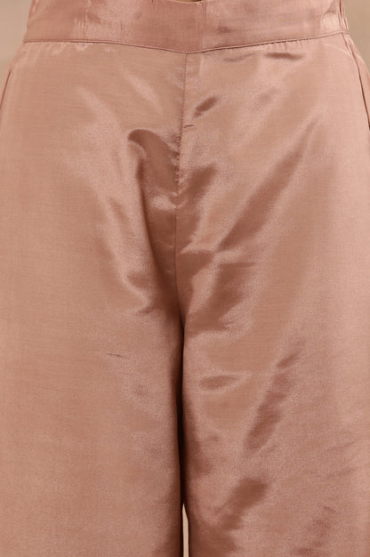 Wine Embroidered Kurta, Pink Flared Pants And Dupatta Set