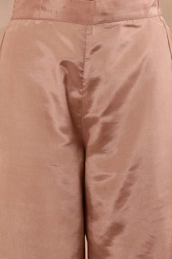 Wine Embroidered Kurta, Pink Flared Pants And Dupatta Set
