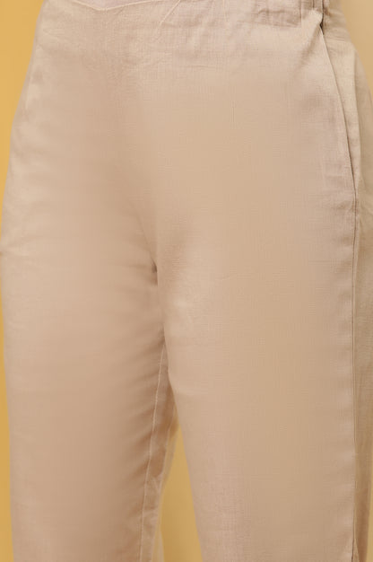 Beige Printed Kurta And Pants Set