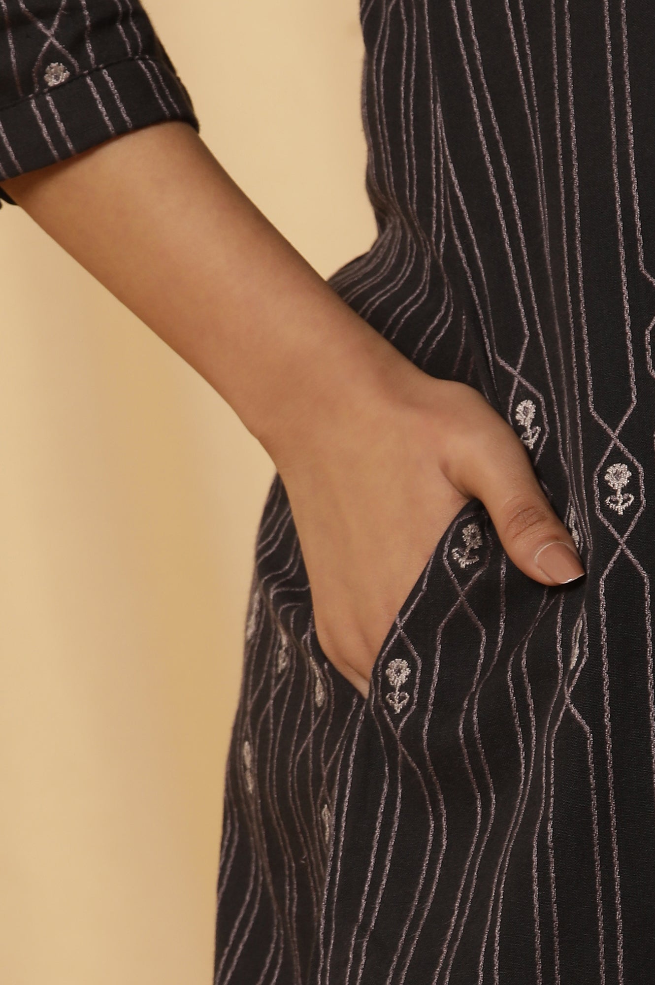 Black Printed Kurta And Trousers Set