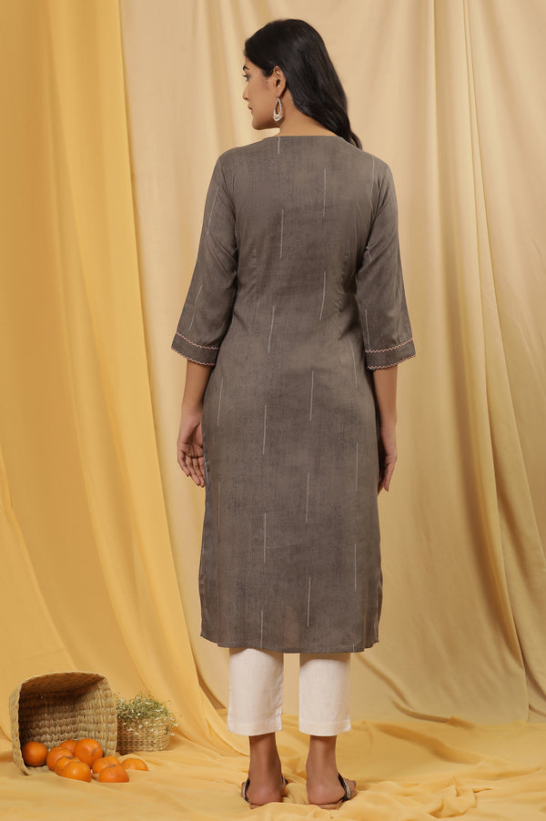 Grey Button Down Kurta And Pants Set