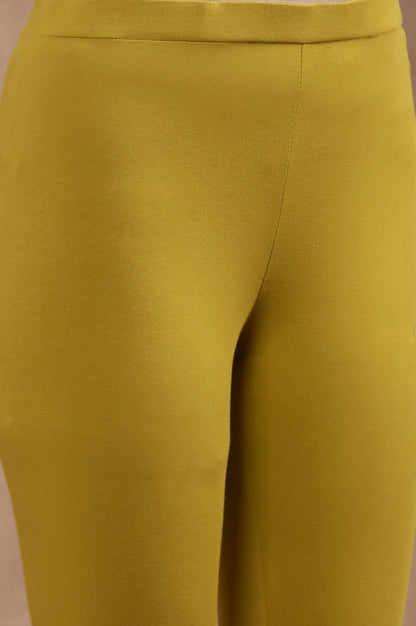 Green Placement Printed Kurta And Tights Set