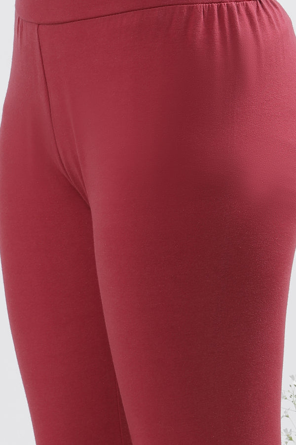 Maroon Embroidered Kurta Tights And Dupatta Set