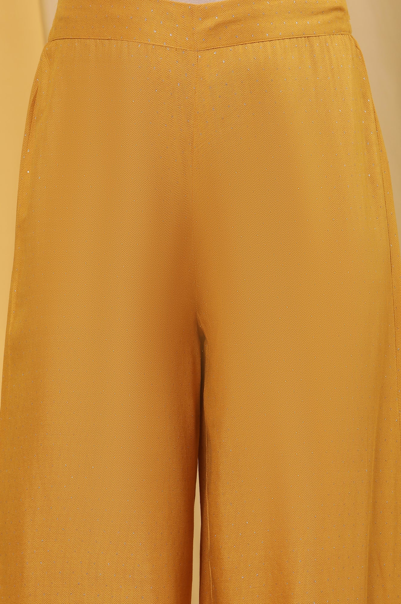 Yellow A-Line Embroidered Kurta And Parallel Pants Set