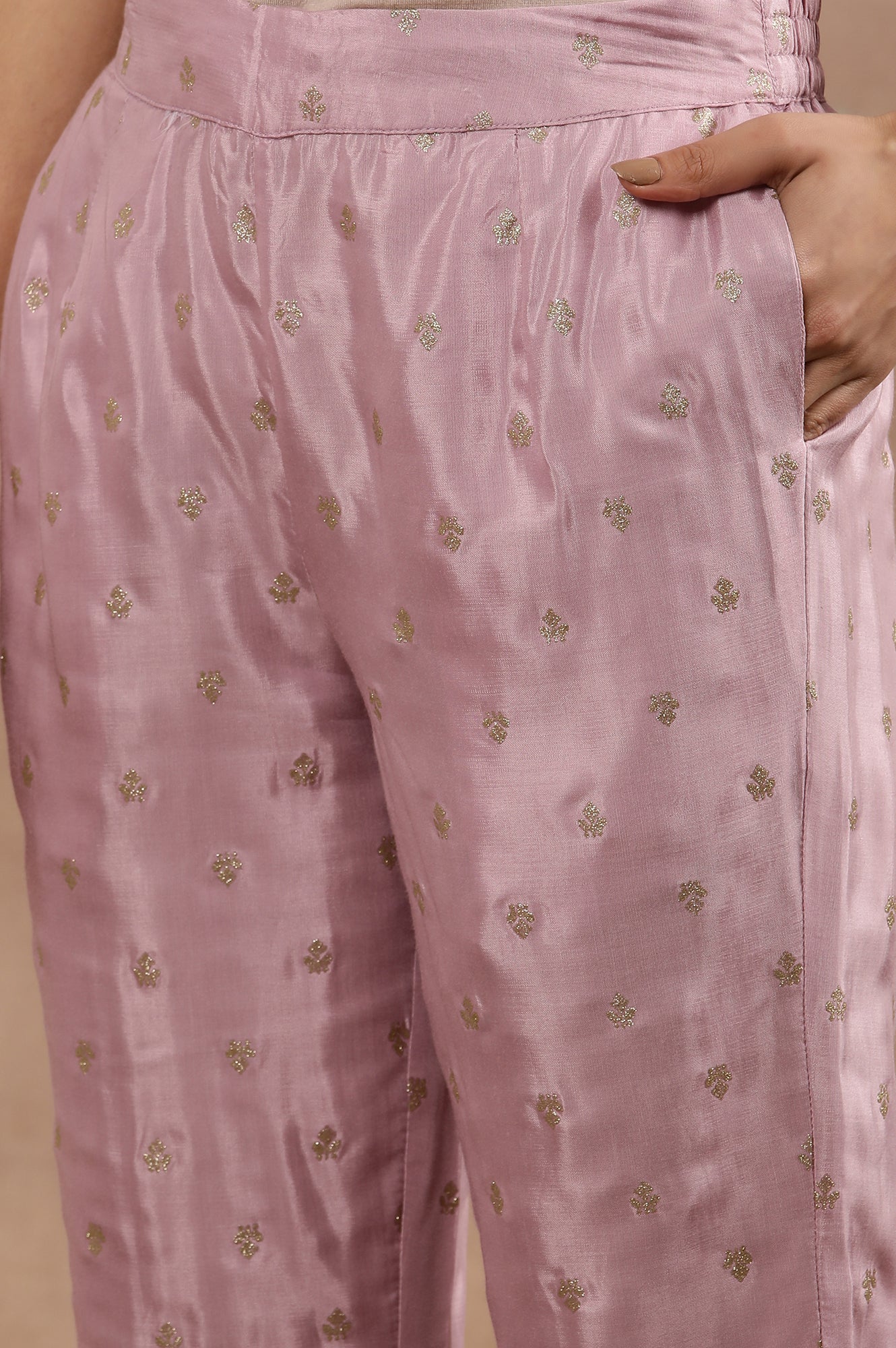 Purple Embroidered Kurta, Pants And Dupatta Set