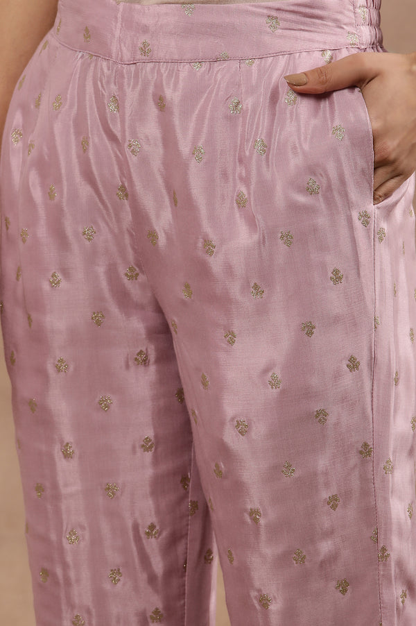Purple Embroidered Kurta, Pants And Dupatta Set