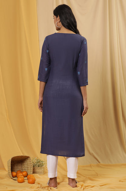 Blue Floral Printed Kurta And Pants Set