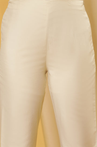 Peach Printed Straight Kurta And Embellished Slim Pants