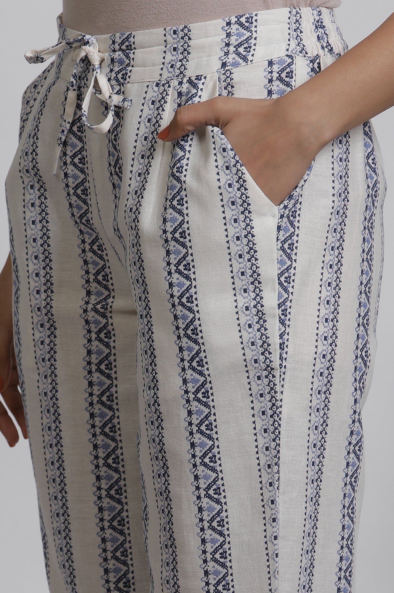 Navy Blue Pleated Kurta And Straight Pants Set