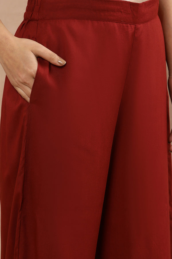 Red Printed Kurta, Pants and Dupatta Set